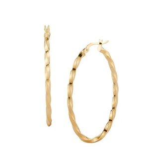 10K YG Twist Oval Hoop Earrings